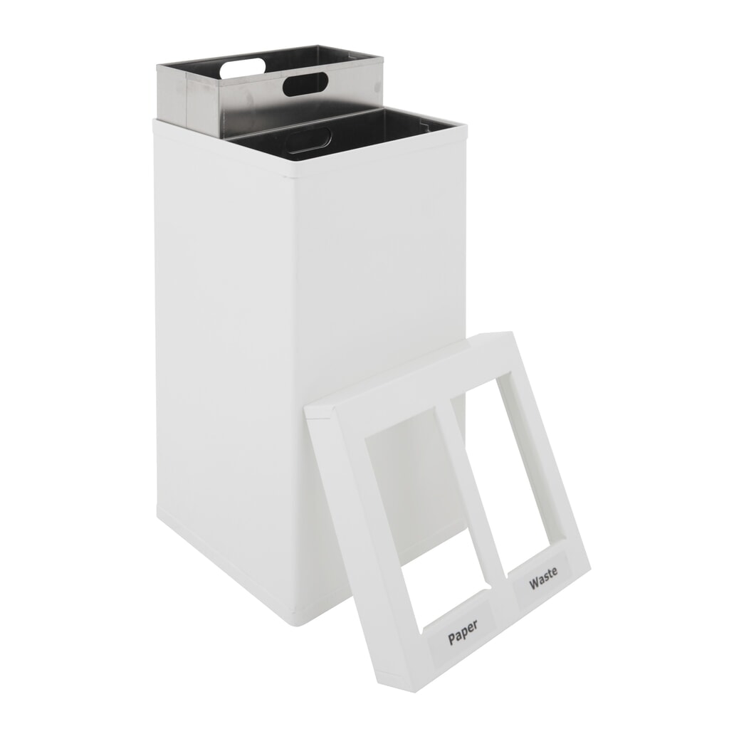 N° de l'image du produit 2 : Poubelle Mix CARRO, en aluminium, 2 x 52,5 litres, blanc