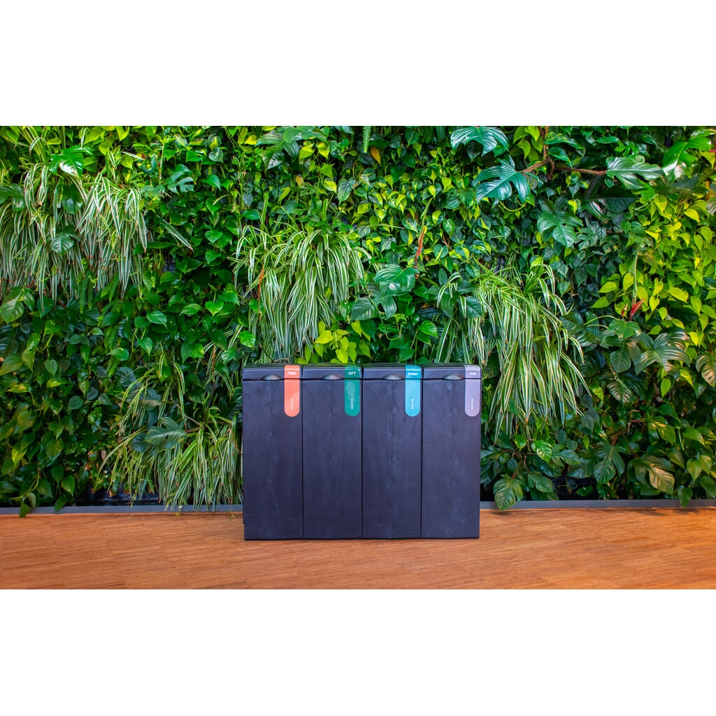 N° de l'image du produit 3 : Poubelle Original BON TON, en polypropylène 100 % recyclé, 70 litres, gris/orange
