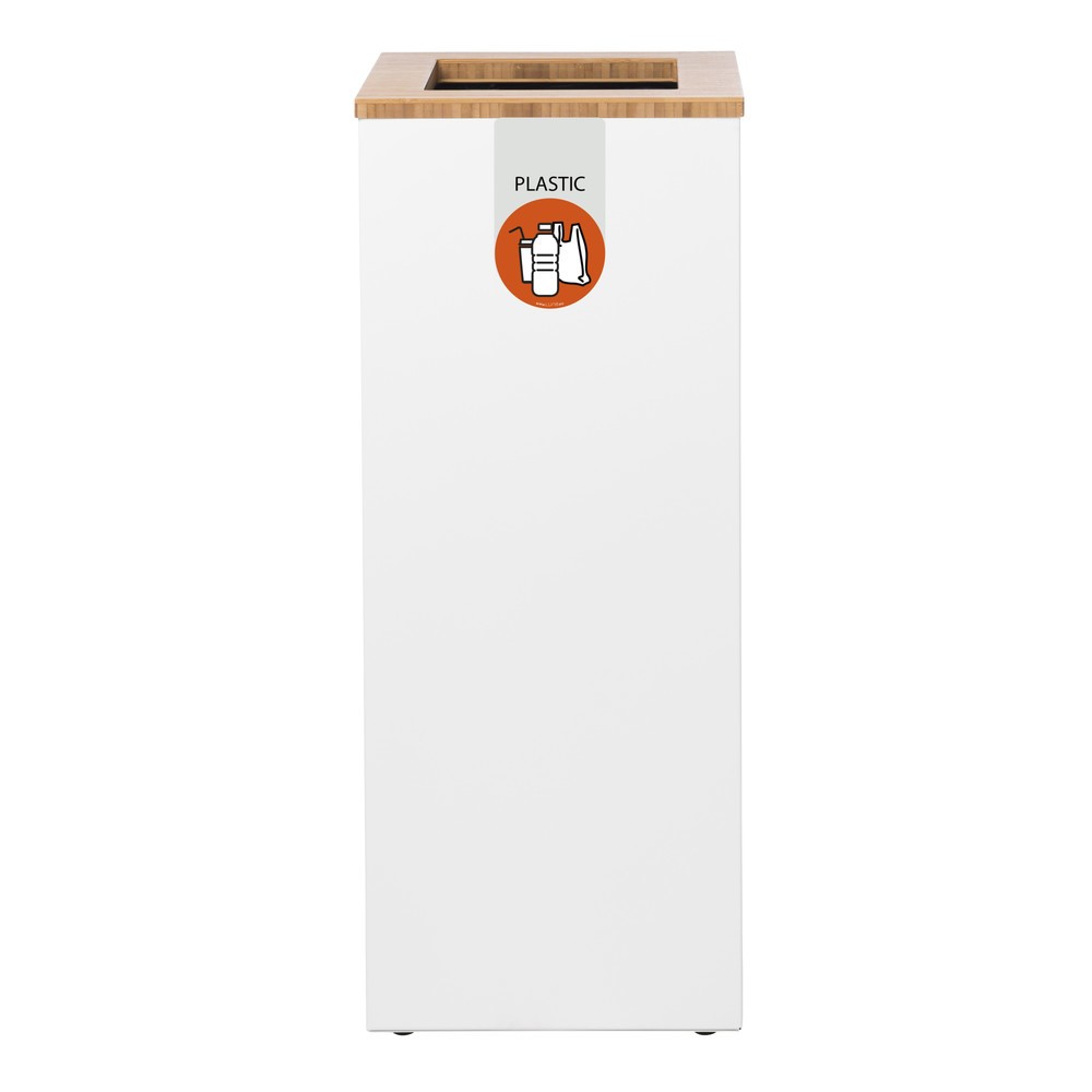 Numéro de l'image du produit 1: Poubelle Paxa Medium LUNE, 34 litres, blanc / bambou / orange