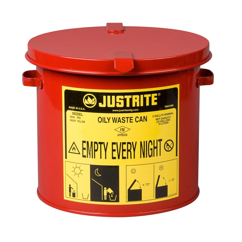 Numéro de l'image du produit 1: Poubelle d'établi Justrite, manuelle, rouge, 8 litres