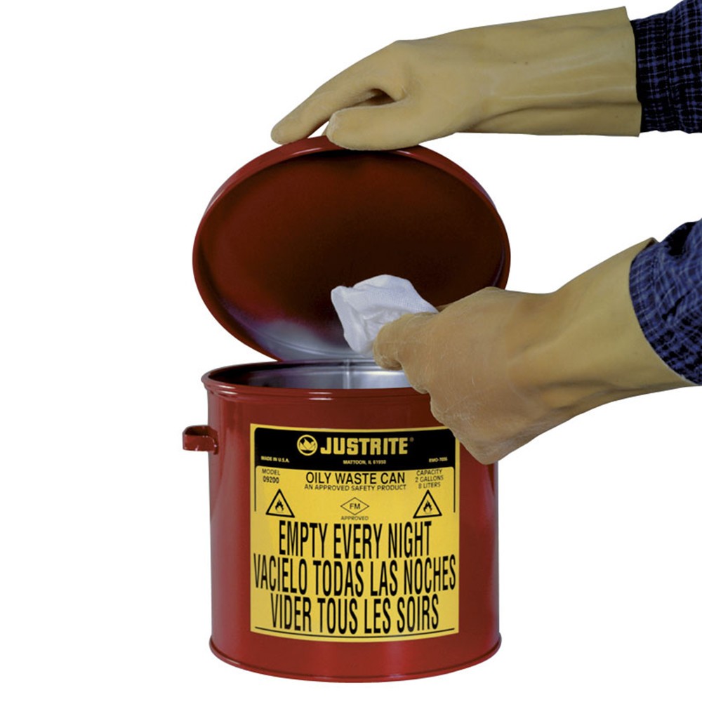 Numéro de l'image du produit 2: Poubelle d'établi Justrite, manuelle, rouge, 8 litres