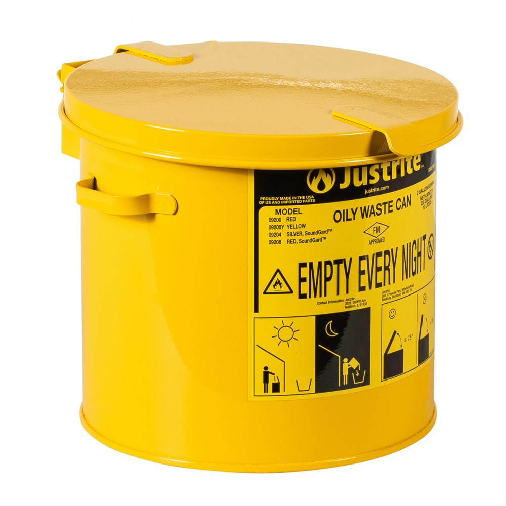 Numéro de l'image du produit 1: Poubelle d'établi Justrite, manuelle, jaune, 8 litres