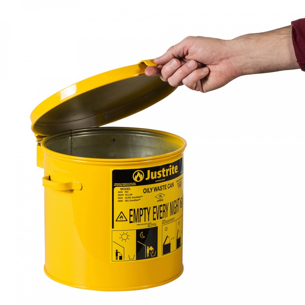 Numéro de l'image du produit 2: Poubelle d'établi Justrite, manuelle, jaune, 8 litres