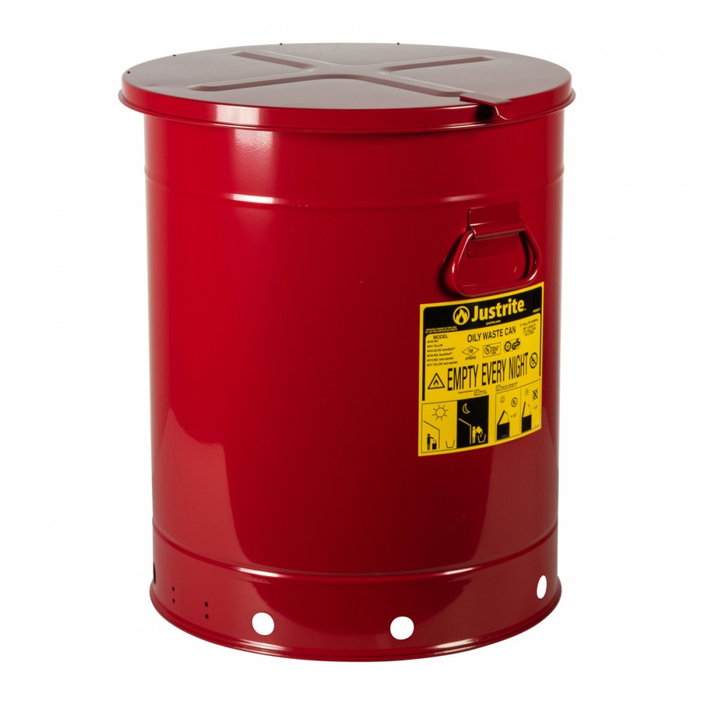 Numéro de l'image du produit 1: Poubelle d'établi Justrite, manuelle, rouge, 80 litres