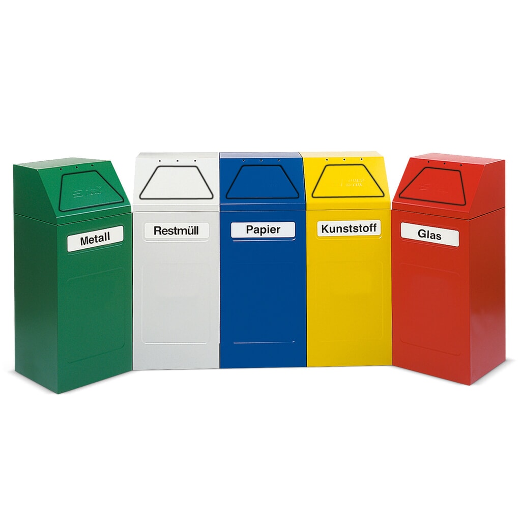 Collecteur de recyclage stumpf®, 65 litres, à fermeture automatique, auto-extinguible, vert Illustration du produit: Collecteur de recyclage stumpf®, 65 litres, à fermeture automatique, auto-extinguible, vert