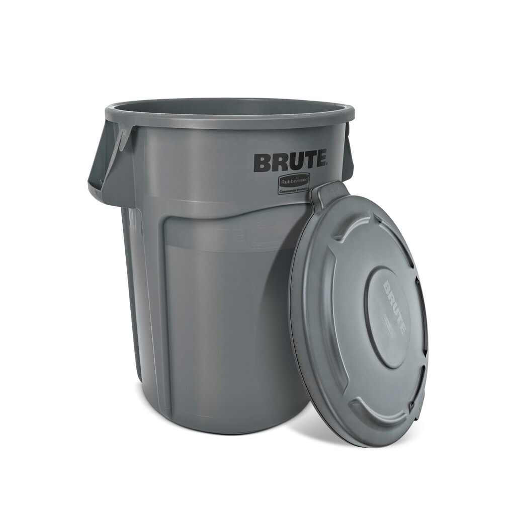 Poubelle universelle Rubbermaid®, plastique, ronde, 208 litres, grise Illustration du produit: Poubelle universelle Rubbermaid®, plastique, ronde, 208 litres, grise