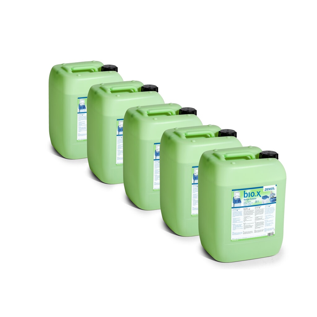 Produit de nettoyage bio.x, kit de remplissage initial, 5 bidons de 20 litres Illustration du produit: Produit de nettoyage bio.x, kit de remplissage initial, 5 bidons de 20 litres