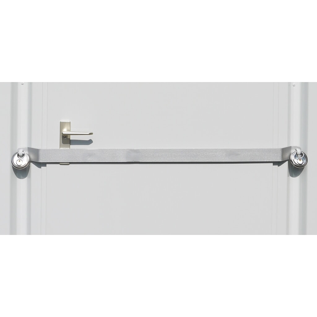 Protection contre l'effraction avec verrou blindé galvanisé pour porte à double battant, asymétrique 1,80 m Illustration du produit: Protection contre l'effraction avec verrou blindé galvanisé pour porte à double battant, asymétrique 1,80 m
