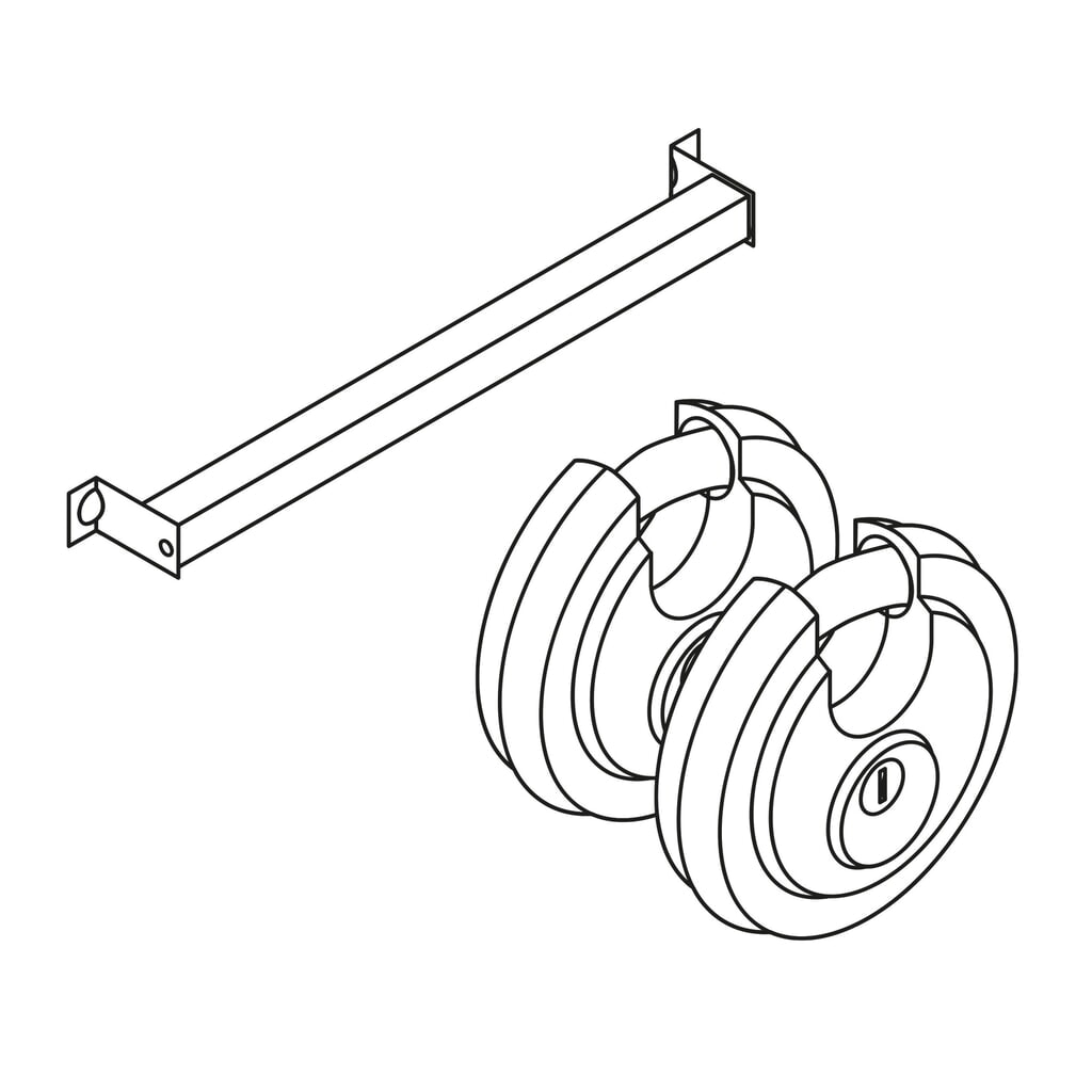 Protection contre l'effraction avec verrou blindé galvanisé pour porte à double battant, asymétrique 1,80 m N° de l'image du produit 2 : Protection contre l'effraction avec verrou blindé galvanisé pour porte à double battant, asymétrique 1,80 m