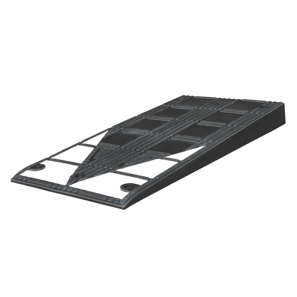 Illustration du produit: Rampe de trottoir MORAVIA en caoutchouc vulcanisé, l x H x P 450 x 75 x 1 000 mm, noir-blanc, matériel de fixation inclus