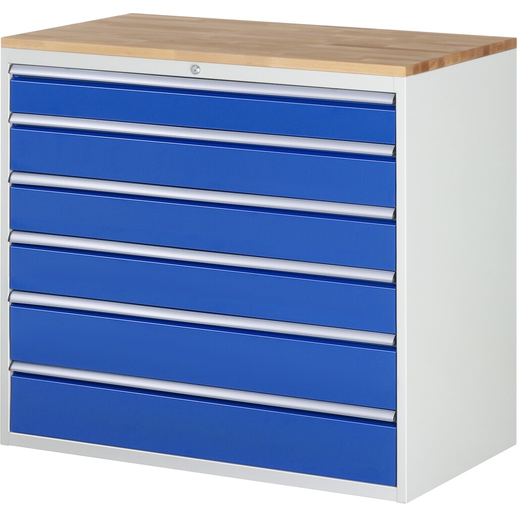 Illustration du produit: RAU Armoire à tiroirs série 7000, HxlxP 1 035 x 1 145 x 650 mm, avec 6 tiroirs taille XXL, face supérieure en hêtre