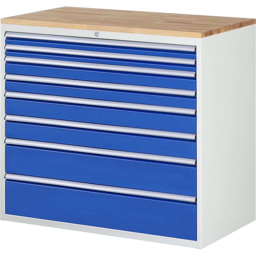 Illustration du produit: RAU Armoire à tiroirs Série 7000, HxlxP 1 035 x 1 145 x 650 mm, 8 tiroirs 2 x 60, 2 x 90, 2 x 120, 1 x 180, 1 x 210 mm, plan de travail en hêtre