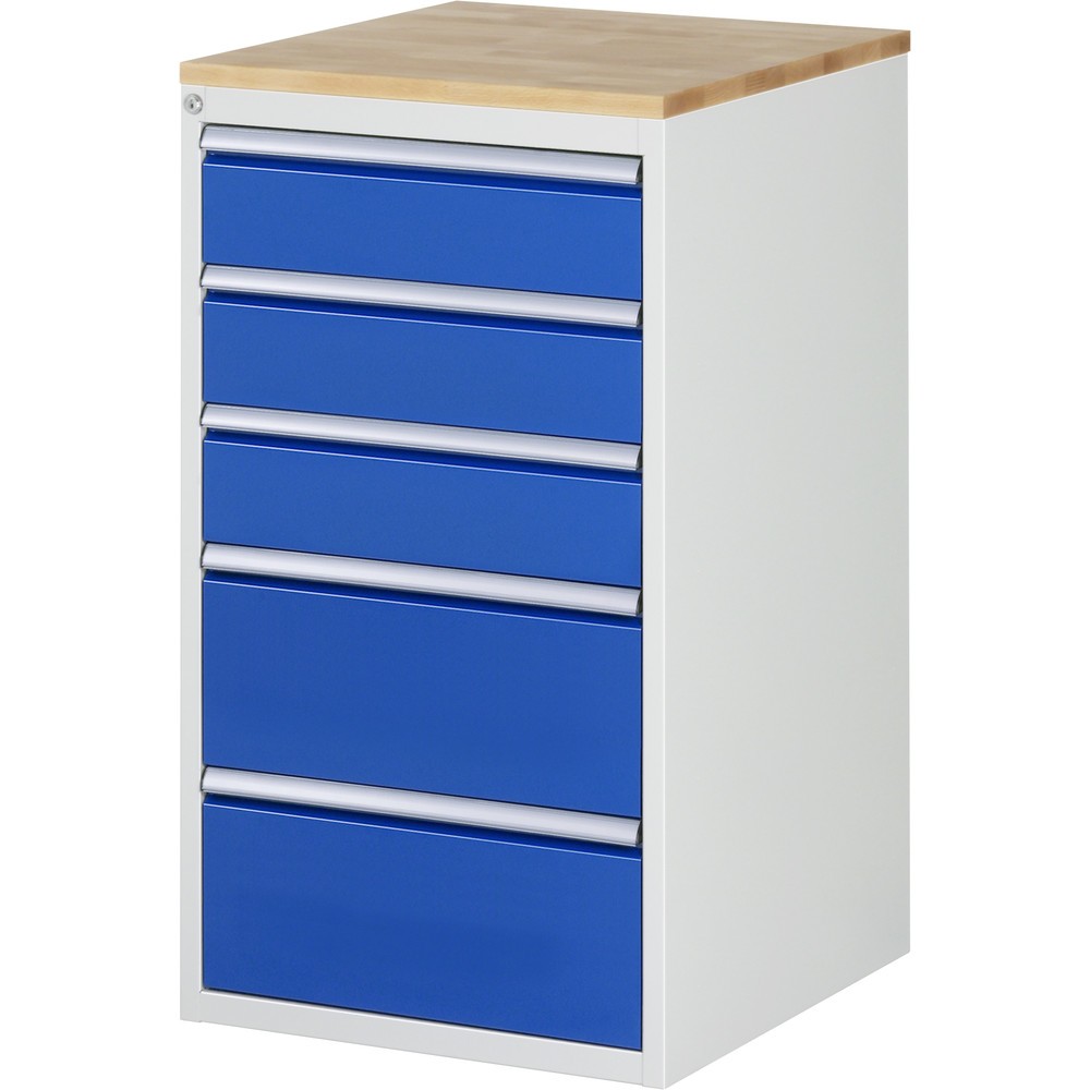 Numéro de l'image du produit 1: RAU Armoire à tiroirs série 7000, HxlxP 1 035 x 580 x 650 mm, avec 5 tiroirs taille L, face supérieure en hêtre