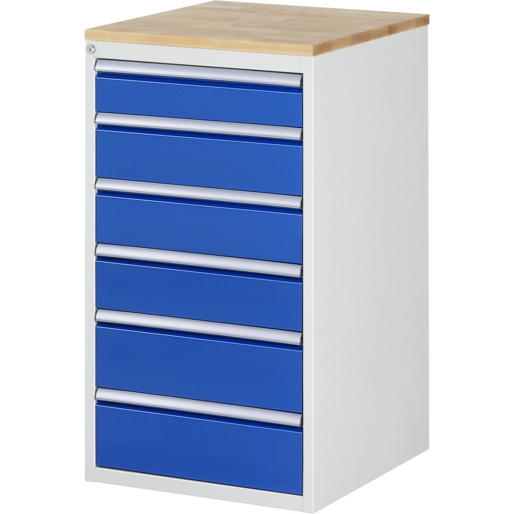 Numéro de l'image du produit 1: RAU Armoire à tiroirs série 7000, HxlxP 1 035 x 580 x 650 mm, avec 6 tiroirs taille L, face supérieure en hêtre