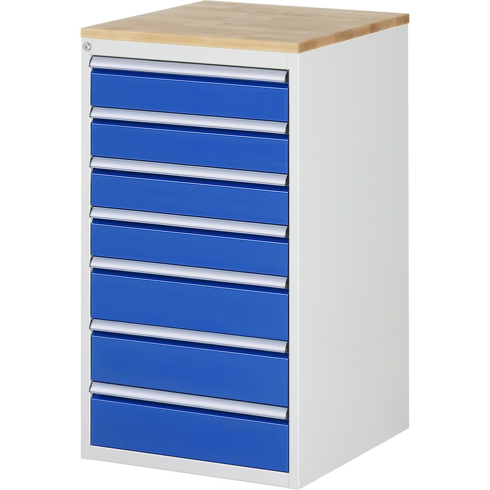 Numéro de l'image du produit 1: RAU Armoire à tiroirs série 7000, HxlxP 1 035 x 580 x 650 mm, avec 7 tiroirs taille L, face supérieure en hêtre
