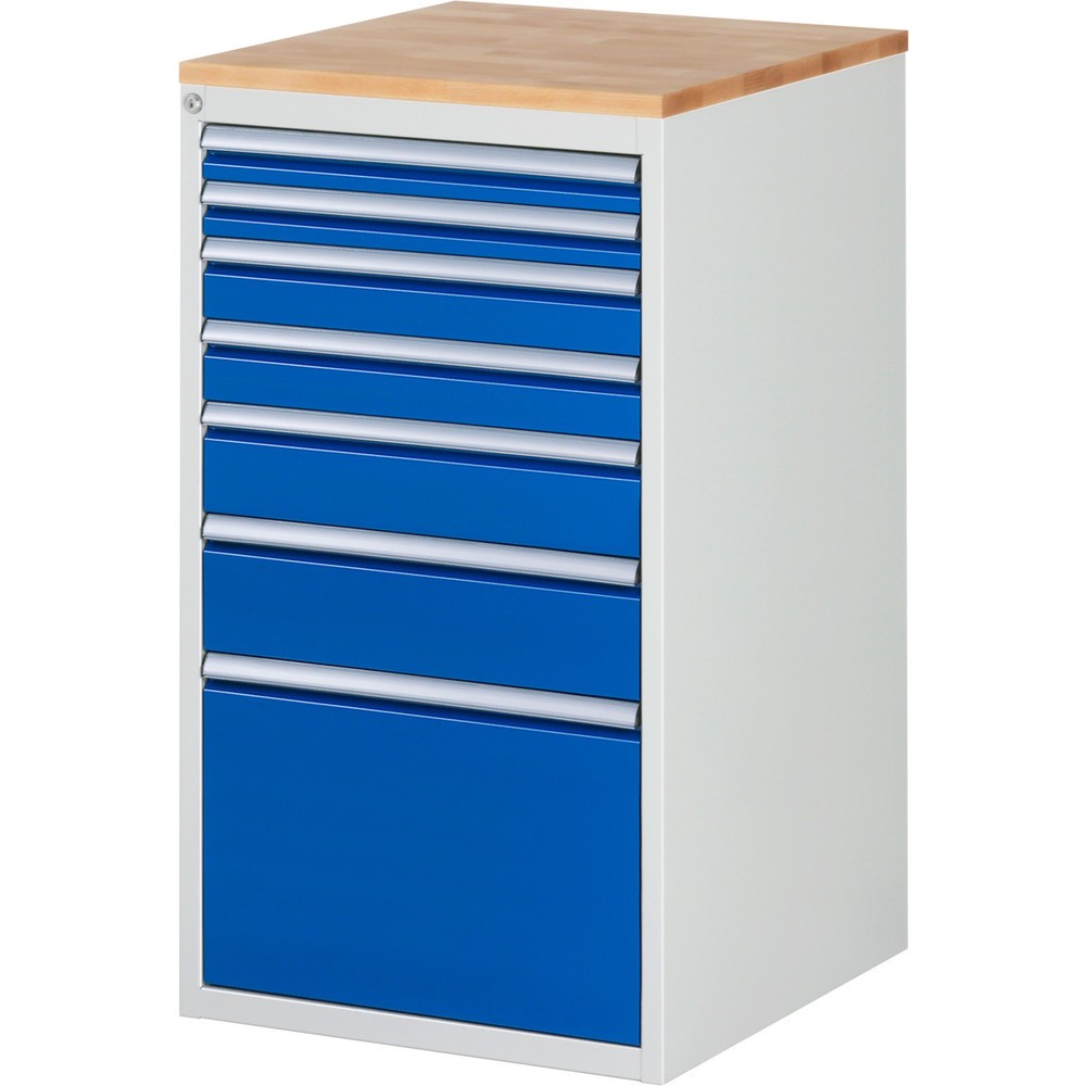 Illustration du produit: RAU Armoire à tiroirs Série 7000, HxlxP 1 035 x 580 x 650 mm, 7 tiroirs 2 x 60, 2 x 90, 1 x 120, 1 x 150, 1 x 360 mm, plan de travail en hêtre