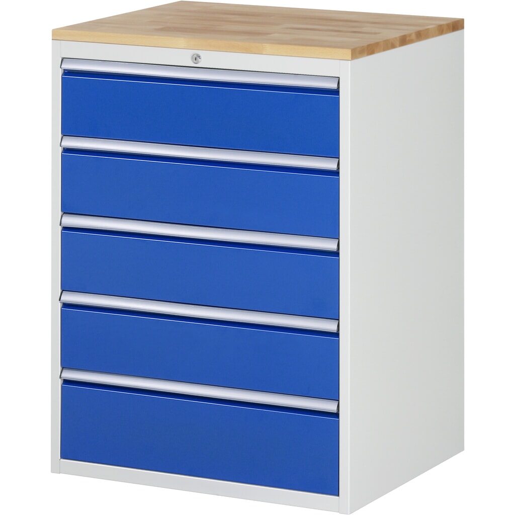Illustration du produit: RAU Armoire à tiroirs série 7000, HxlxP 1 035 x 770 x 650 mm, avec 5 tiroirs taille XL, face supérieure en hêtre