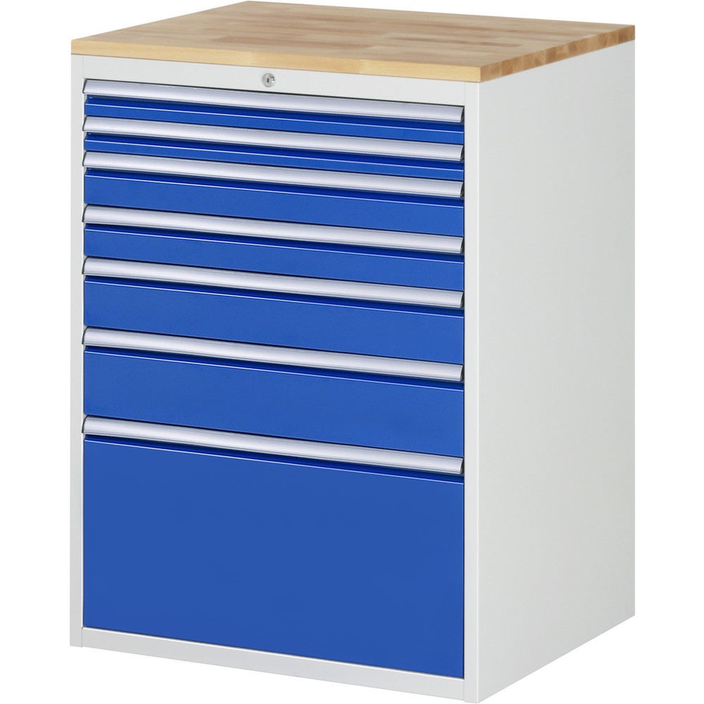 Numéro de l'image du produit 1: RAU Armoire à tiroirs Série 7000, HxlxP 1 035 x 770 x 650 mm, 7 tiroirs 2 x 60, 2 x 90, 1 x 120, 1 x 150, 1 x 360 mm, plan de travail en hêtre