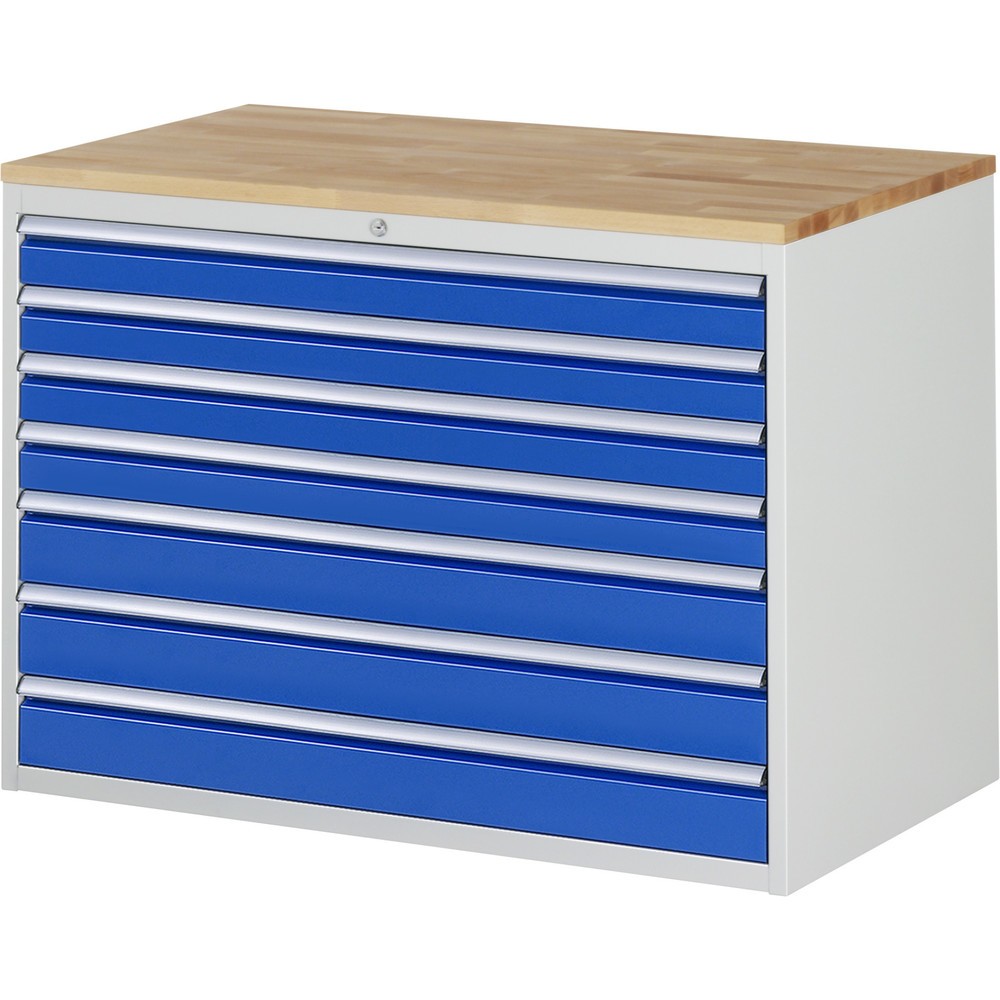 Numéro de l'image du produit 1: RAU Armoire à tiroirs Série 7000, HxlxP 825 x 1 145 x 650 mm, 7 tiroirs 4 x 90, 3 x 120 mm, plan de travail en hêtre