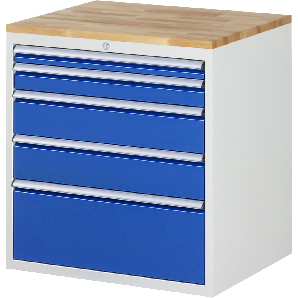 Illustration du produit: RAU Armoire à tiroirs série 7000, HxlxP 825 x 770 x 650 mm, avec 5 tiroirs taille XL, face supérieure en hêtre