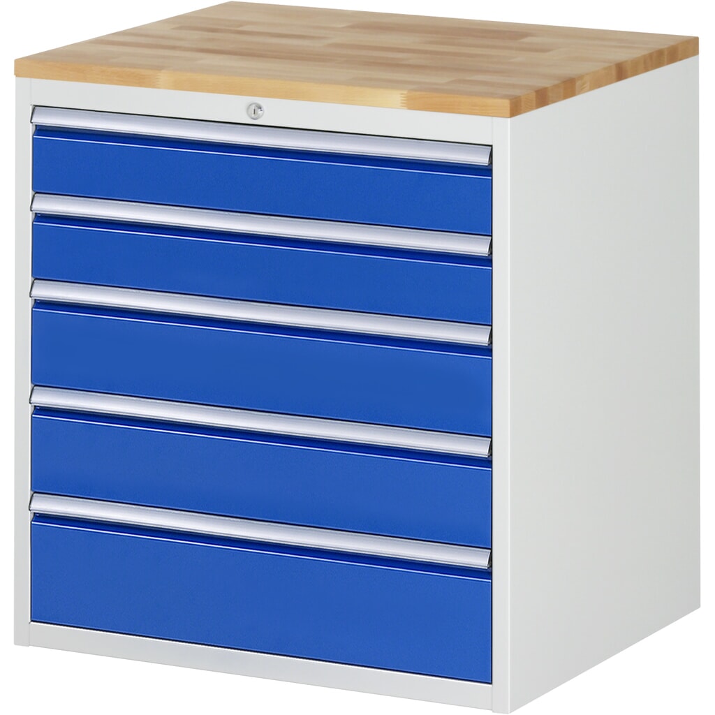 Illustration du produit: RAU Armoire à tiroirs série 7000, HxlxP 825 x 770 x 650 mm, avec 5 tiroirs taille XL, face supérieure en hêtre