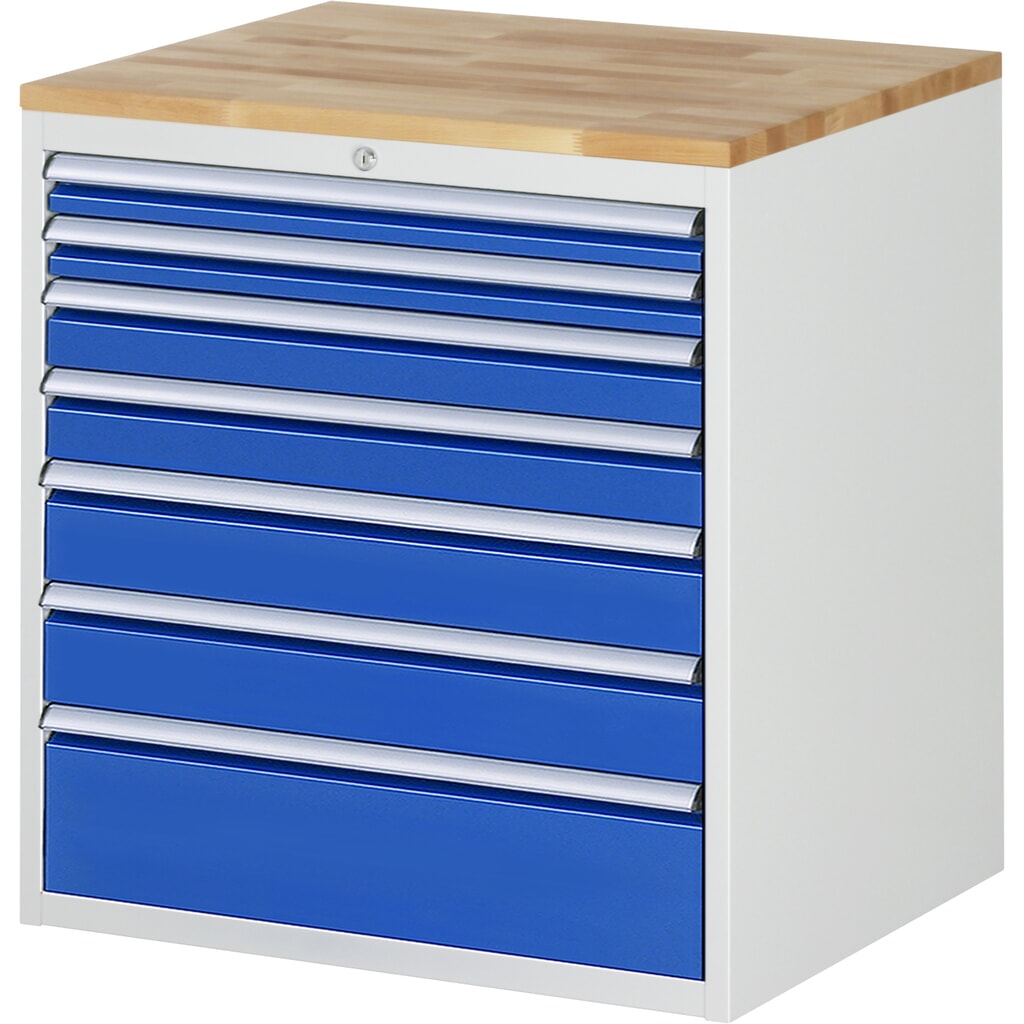 Illustration du produit: RAU Armoire à tiroirs série 7000, HxlxP 825 x 770 x 650 mm, avec 7 tiroirs taille XL, face supérieure en hêtre