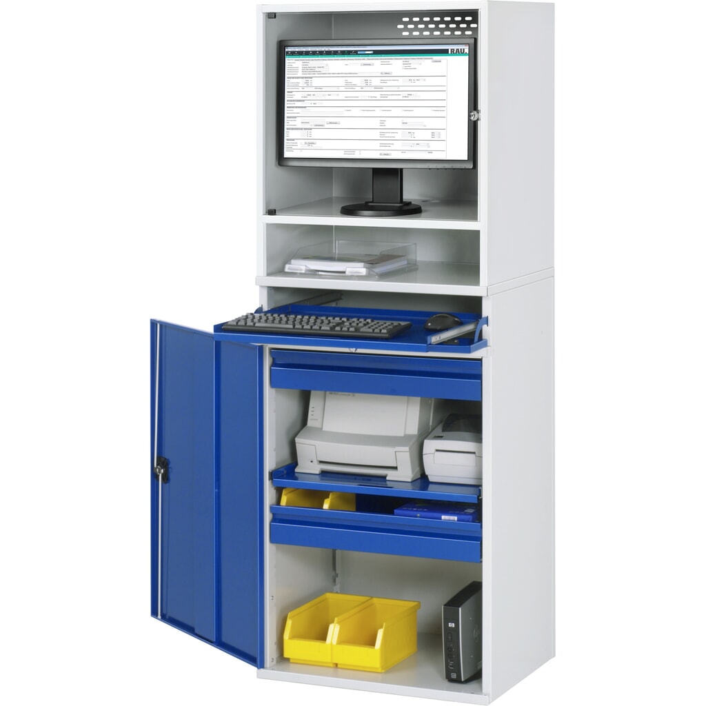 RAU Armoire informatique, boîtier d’écran, porte-clavier coulissant, porte battante, nombre de tiroirs x Hxl : 2 x 80 x 570 mm N° de l'image du produit 4 : RAU Armoire informatique, boîtier d’écran, porte-clavier coulissant, porte battante, nombre de tiroirs x Hxl : 2 x 80 x 570 mm