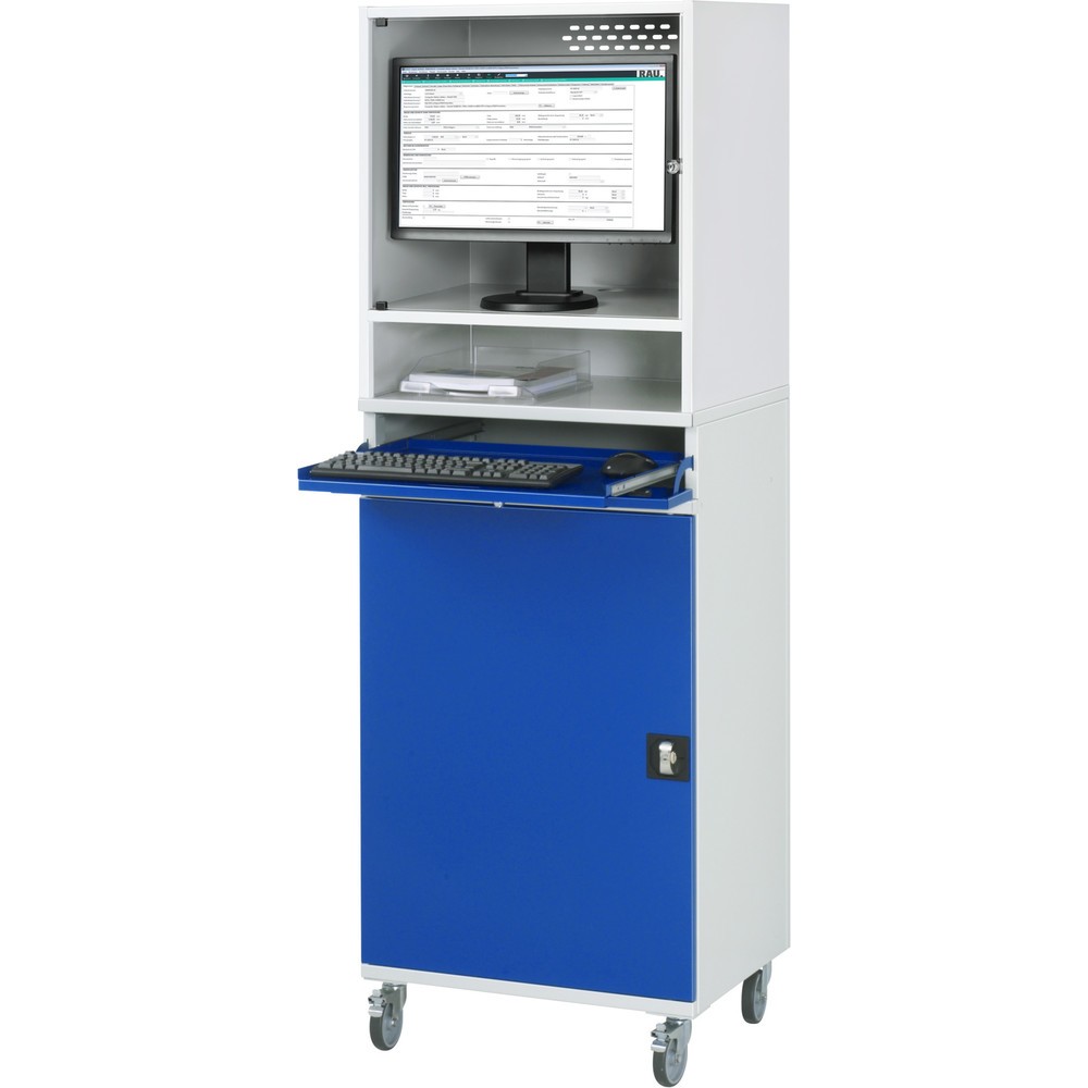 Numéro de l'image du produit 2: RAU Armoire informatique, boîtier d’écran, porte-clavier coulissant, porte battante, mobile