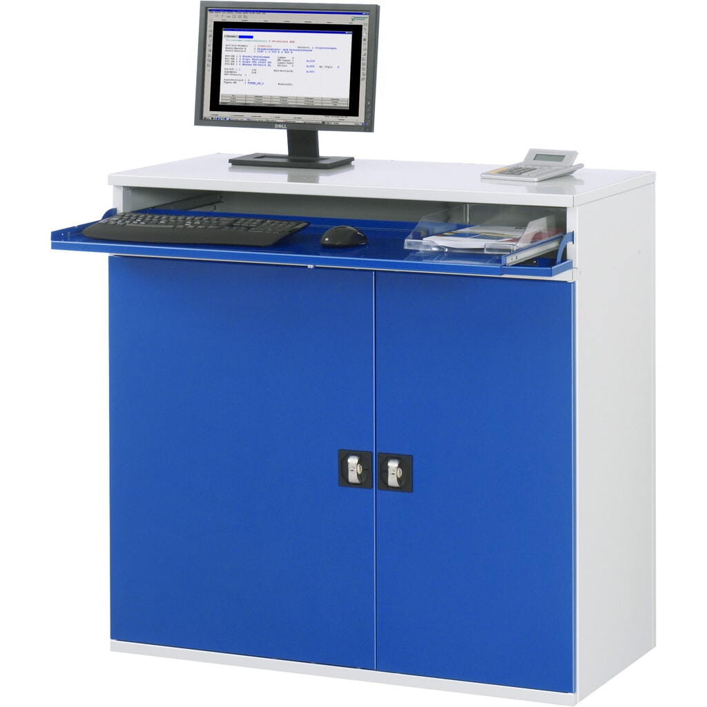 N° de l'image du produit 2 : RAU Armoire informatique, porte-clavier coulissant, double porte battante, fixe