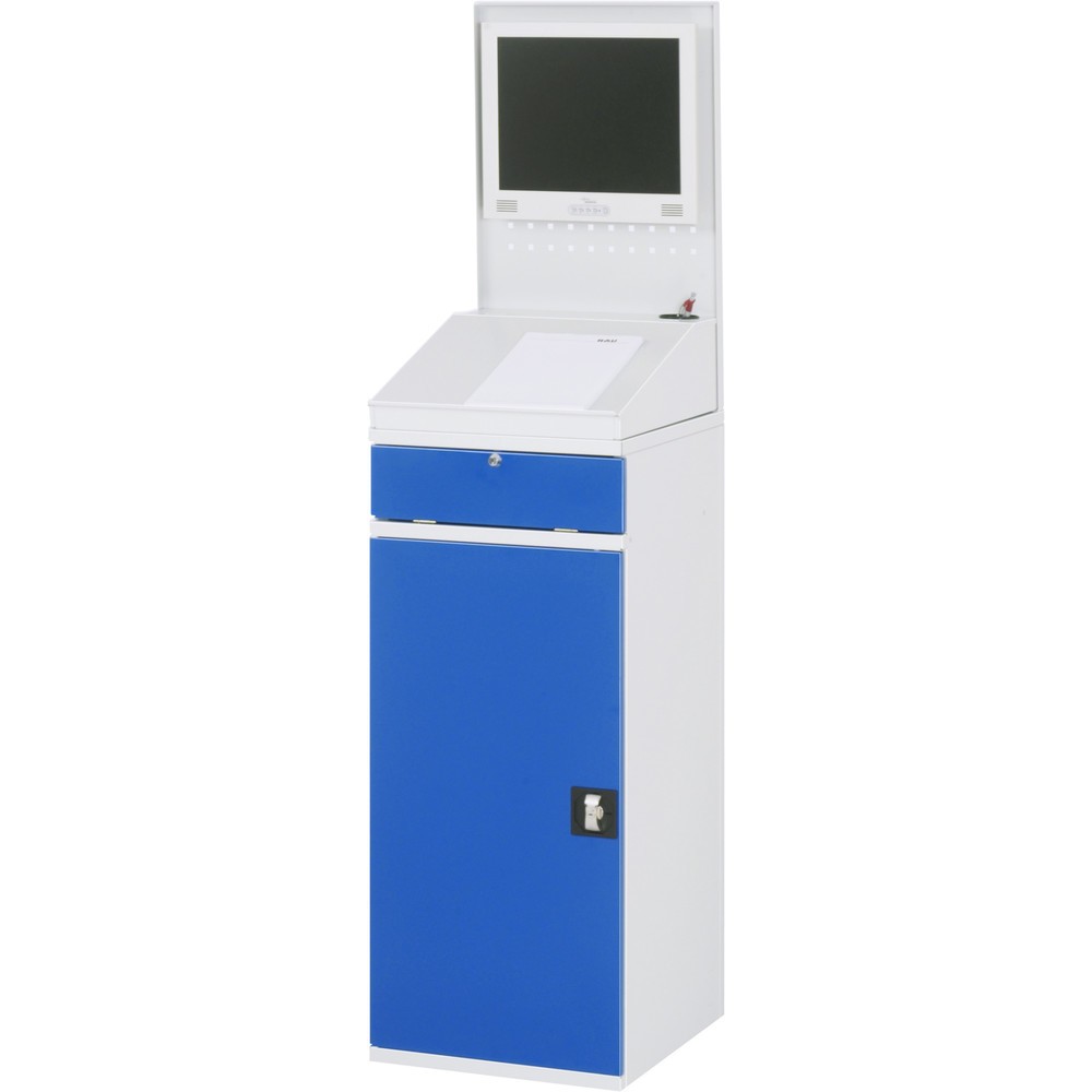 Numéro de l'image du produit 3: RAU Armoire informatique, porte-clavier coulissant, porte battante, panneau arrière perforé, tiroirs, fixe