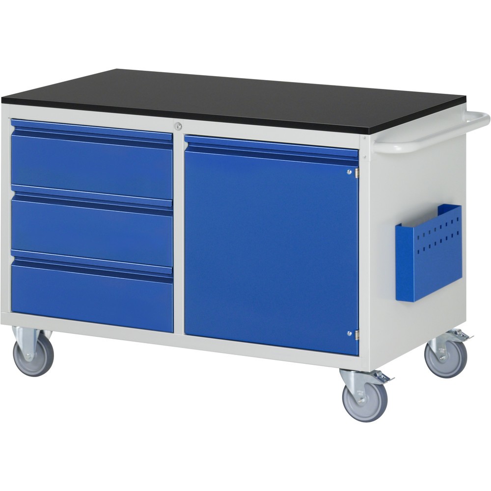 Numéro de l'image du produit 1: RAU Chariot de montage Série 7000, HxlxP 795 x 1 145 x 650 mm, 1 porte battante, 3 tiroirs à extraction partielle, plan de travail mélaminé