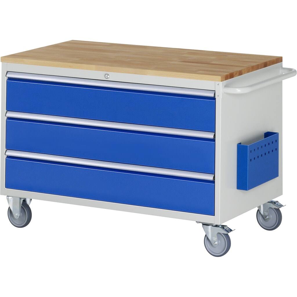 RAU Servante d'atelier série 7000, HxlxP 795 x 1 145 x 650 mm, avec 3 tiroirs taille XXL, plan de travail en hêtre massif Illustration du produit: RAU Servante d'atelier série 7000, HxlxP 795 x 1 145 x 650 mm, avec 3 tiroirs taille XXL, plan de travail en hêtre massif
