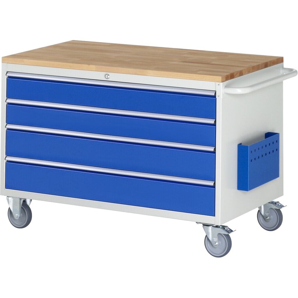 RAU Servante d'atelier série 7000, HxlxP 795 x 1 145 x 650 mm, avec 4 tiroirs taille XXL, plan de travail en hêtre massif N° de l'image du produit 1 : RAU Servante d'atelier série 7000, HxlxP 795 x 1 145 x 650 mm, avec 4 tiroirs taille XXL, plan de travail en hêtre massif