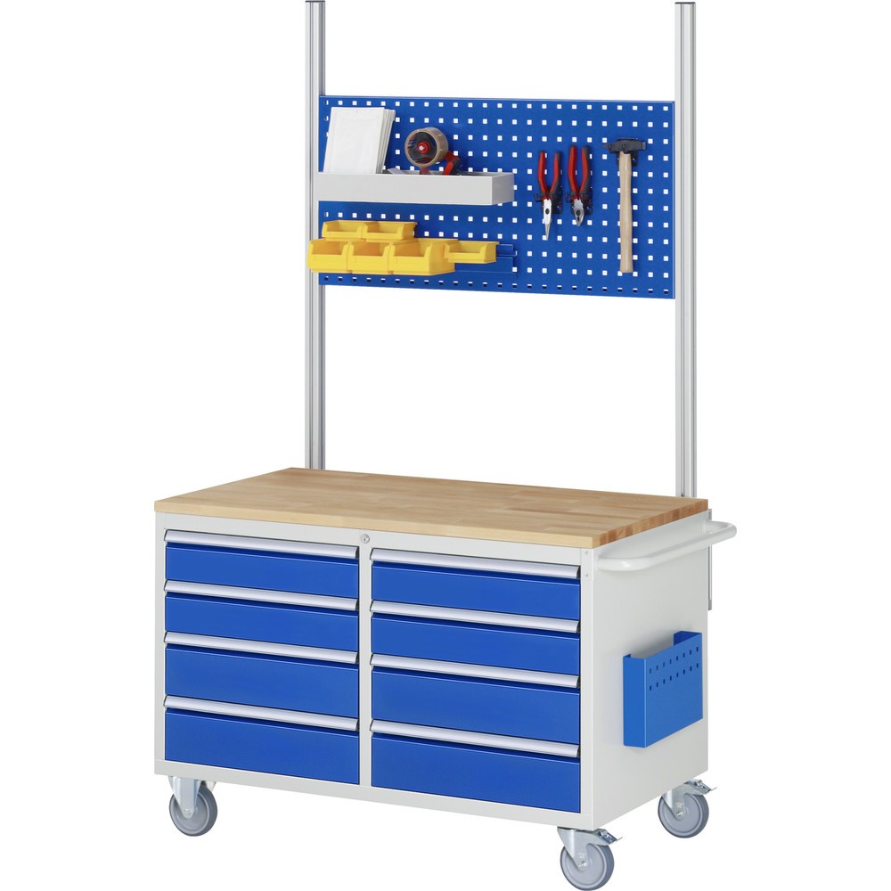 Numéro de l'image du produit 5: RAU Chariot de montage Série 7000, HxlxP 795 x 1 145 x 650 mm, 1 porte battante, 3 tiroirs à extension totale, plan de travail en métal
