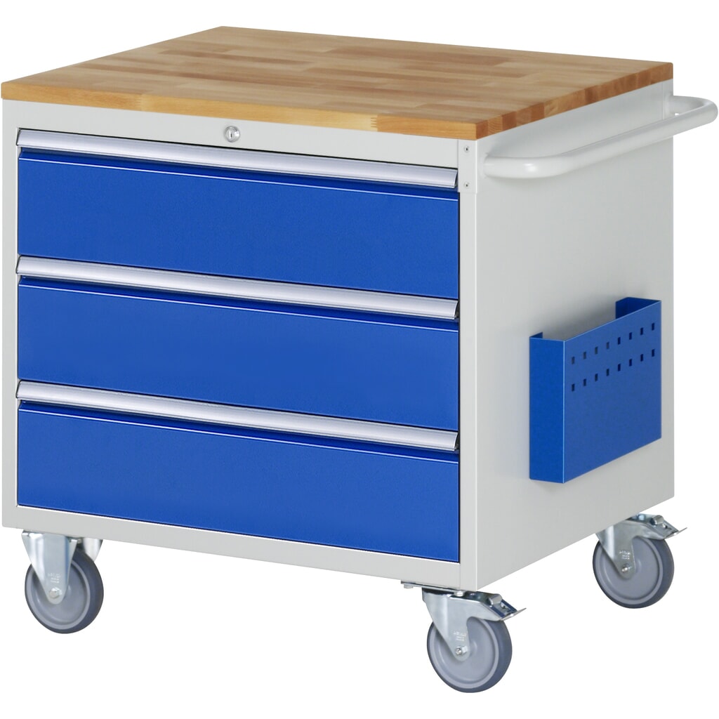 RAU Servante d'atelier série 7000, HxlxP 795 x 770 x 650 mm, avec 3 tiroirs taille XL, plan de travail en hêtre massif Illustration du produit: RAU Servante d'atelier série 7000, HxlxP 795 x 770 x 650 mm, avec 3 tiroirs taille XL, plan de travail en hêtre massif