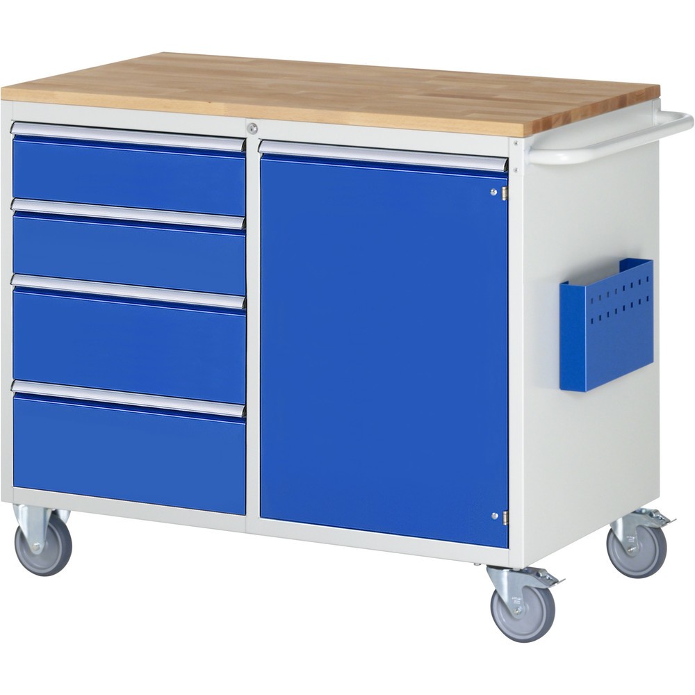 Numéro de l'image du produit 1: RAU Chariot de montage Série 7000, HxlxP 975 x 1 145 x 650 mm, 1 porte battante, 4 tiroirs 2 x 150, 2 x 210 mm, plan de travail en hêtre