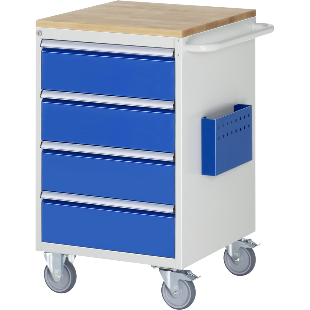 RAU Servante d'atelier série 7000, HxlxP 975 x 580 x 650 mm, avec 4 tiroirs taille L, plan de travail en hêtre massif N° de l'image du produit 1 : RAU Servante d'atelier série 7000, HxlxP 975 x 580 x 650 mm, avec 4 tiroirs taille L, plan de travail en hêtre massif
