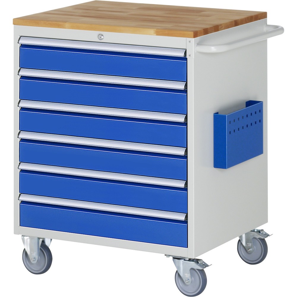 Numéro de l'image du produit 1: RAU Chariot de montage Série 7000, HxlxP 975 x 770 x 650 mm, 6 tiroirs 6 x 120 mm, plan de travail en hêtre