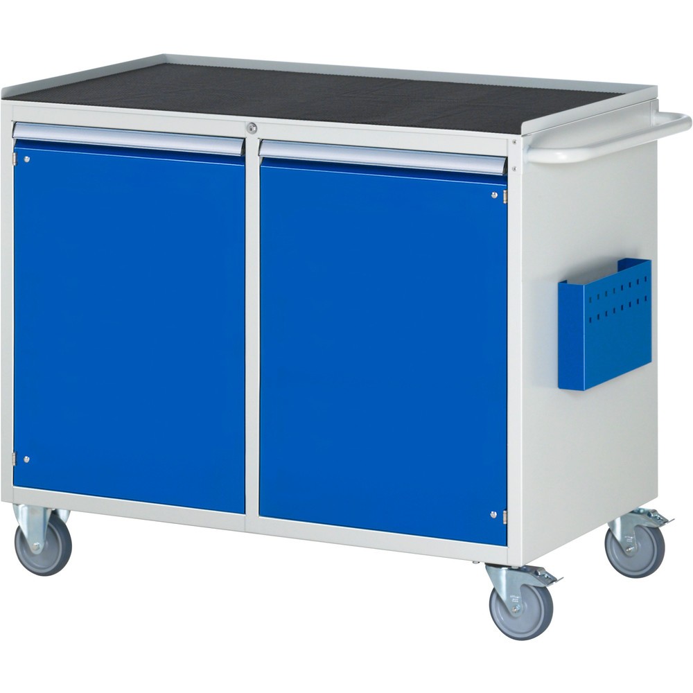 Numéro de l'image du produit 1: RAU Chariot de montage Série 7000, HxlxP 975 x 1 145 x 650 mm, 2 portes battantes, plan de travail en métal, baguette-poignée ErgoScript®