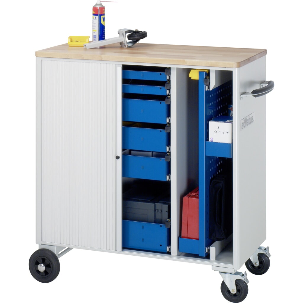 RAU Chariot pour outils série adlatus, HxLxP 1 080 x 1 025 x 520 mm, 6 tiroirs 2 x 40, 3 x 105, 1 x 130 mm, Plan de travail en hêtre N° de l'image du produit 4 : RAU Chariot pour outils série adlatus, HxLxP 1 080 x 1 025 x 520 mm, 6 tiroirs 2 x 40, 3 x 105, 1 x 130 mm, Plan de travail en hêtre