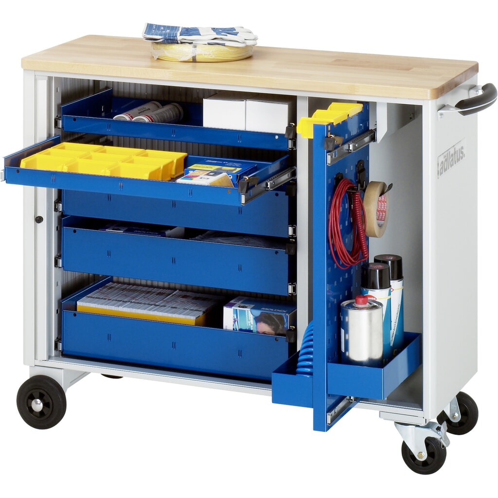 RAU Chariot pour outils série adlatus, HxLxP 860 x 1 025 x 400 mm, 5 tiroirs 2 x 40, 3 x 105 mm, Plan de travail en hêtre N° de l'image du produit 1 : RAU Chariot pour outils série adlatus, HxLxP 860 x 1 025 x 400 mm, 5 tiroirs 2 x 40, 3 x 105 mm, Plan de travail en hêtre