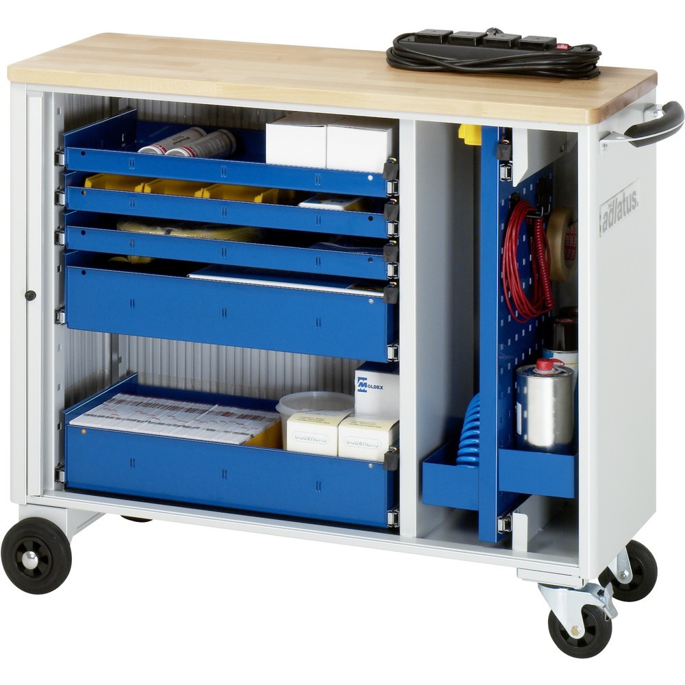Numéro de l'image du produit 1: RAU Chariot pour outils série adlatus, HxLxP 860 x 1 025 x 400 mm, 5 tiroirs 3 x 40, 2 x 105 mm, Plan de travail en hêtre