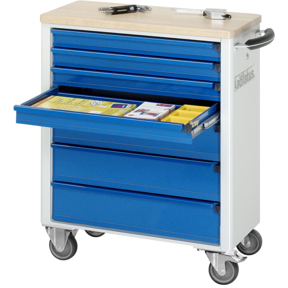 Numéro de l'image du produit 1: RAU Chariot pour outils série adlatus 700, HxLxP 860 x 700 x 350 mm, 7 tiroirs 4 x 65, 3 x 130 mm, Plan de travail en hêtre