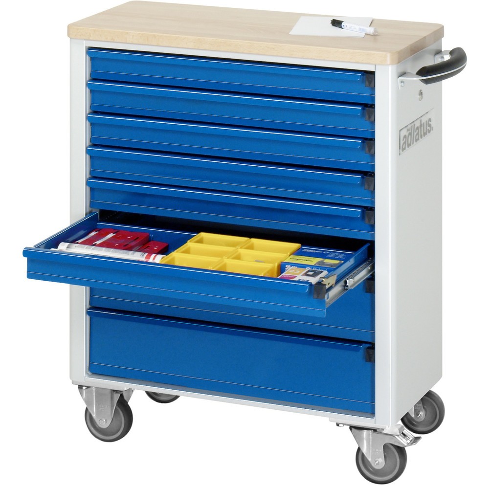Numéro de l'image du produit 1: RAU Chariot pour outils série adlatus 700, HxLxP 860 x 700 x 350 mm, 8 tiroirs 6 x 65, 2 x 130 mm, Plan de travail en hêtre
