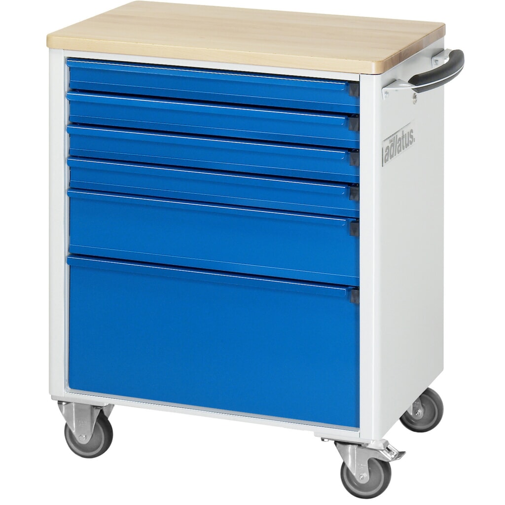 N° de l'image du produit 4 : RAU Chariot pour outils série adlatus 700, HxLxP 860 x 700 x 510 mm, 6 tiroirs 4 x 65, 1 x 130, 1 x 260 mm, Plan de travail en hêtre