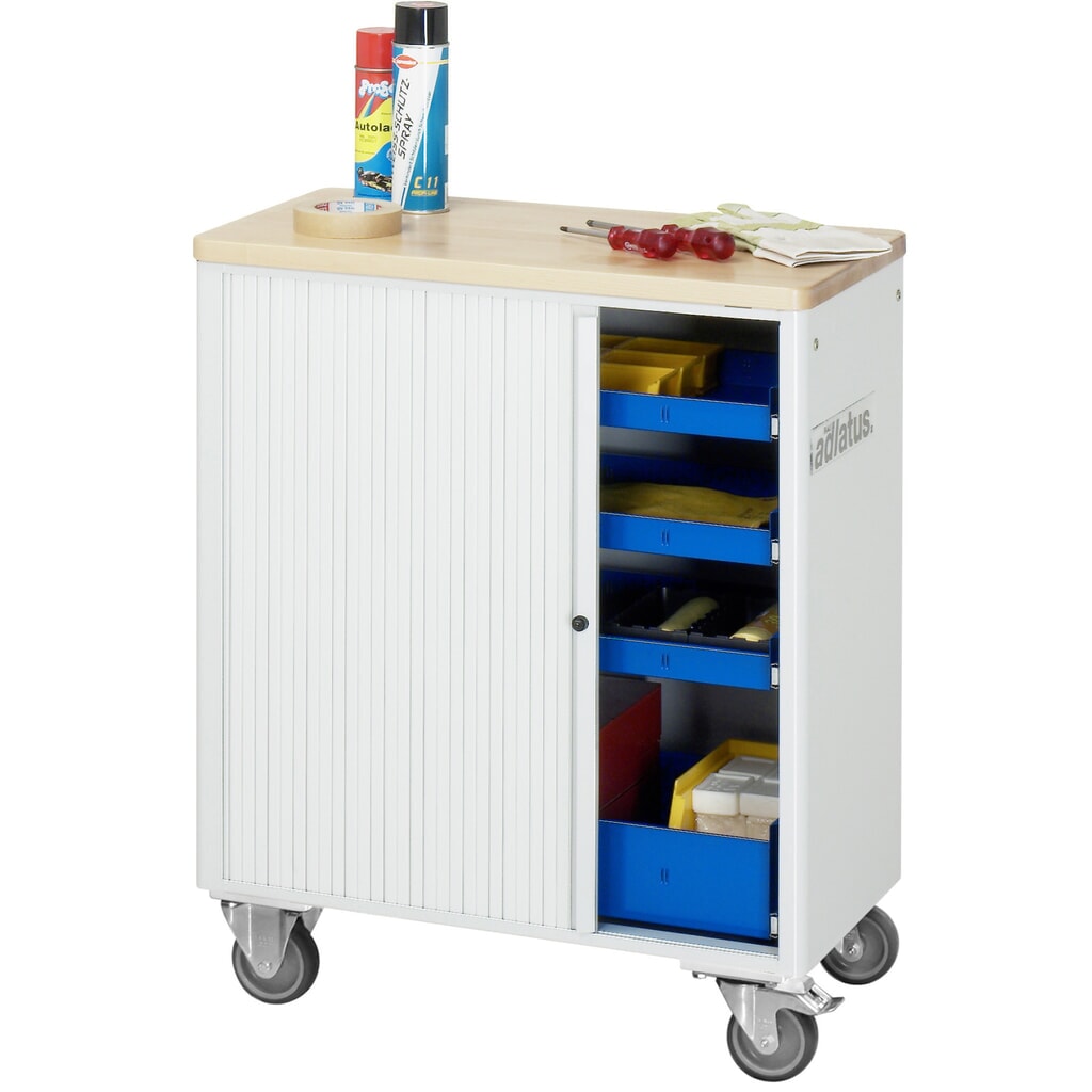 N° de l'image du produit 4 : RAU Chariot pour outils série adlatus 700, HxLxP 860 x 725 x 400 mm, 4 tiroirs 3 x 40, 1 x 105 mm, Plan de travail en hêtre