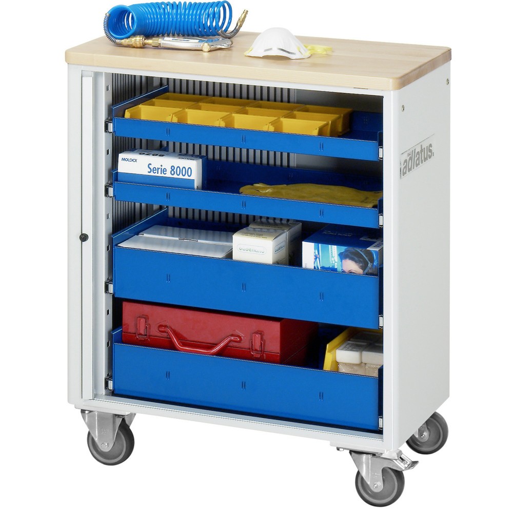 Numéro de l'image du produit 1: RAU Chariot pour outils série adlatus 700, HxLxP 860 x 725 x 400 mm, 4 tiroirs 2 x 40, 2 x 105 mm, Plan de travail en hêtre