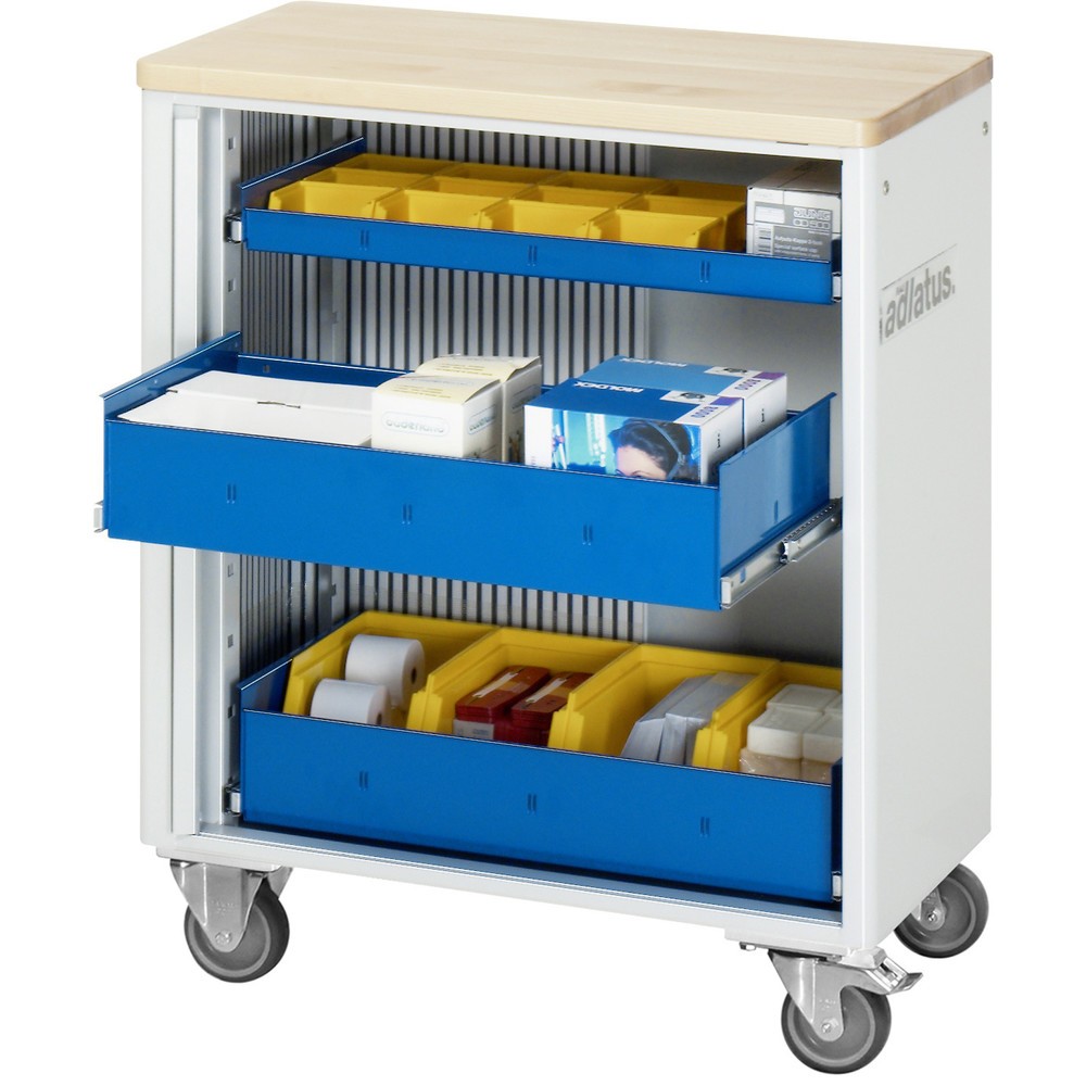 Numéro de l'image du produit 1: RAU Chariot pour outils série adlatus 700, HxLxP 860 x 725 x 400 mm, 3 tiroirs 1 x 40, 2 x 105 mm, Plan de travail en hêtre