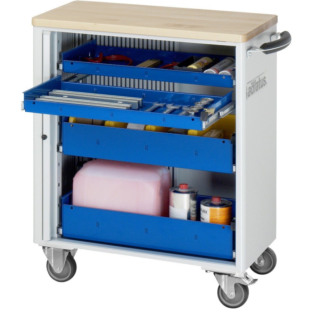 Numéro de l'image du produit 1: RAU Chariot pour outils série adlatus 700, HxLxP 860 x 725 x 400 mm, 4 tiroirs 2 x 40, 2 x 105 mm, Plan de travail en hêtre