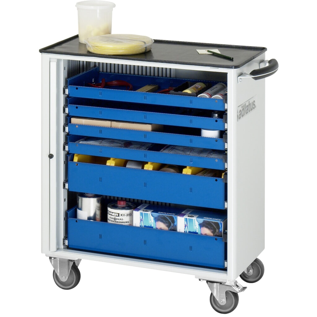 N° de l'image du produit 1 : RAU Chariot pour outils série adlatus 700, HxLxP 860 x 725 x 400 mm, 6 tiroirs 4 x 40, 2 x 105 mm, Plan de travail en métal